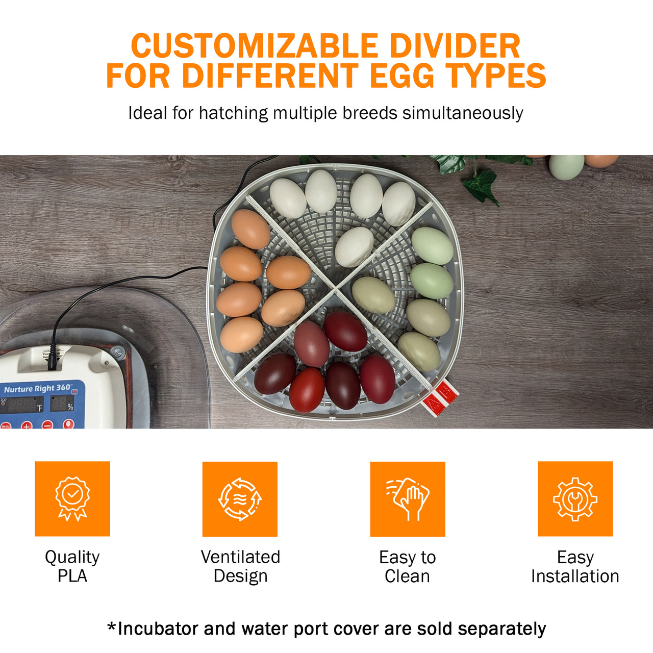 Nurture Right 360 Hatch Divider | Adjustable Incubator Divider for Multi-Species Hatching