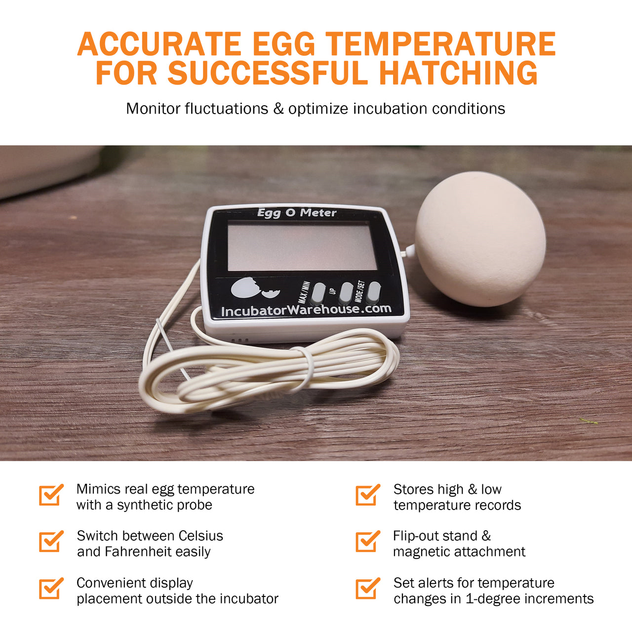Egg-O-Meter™ | Egg Incubator Hatching Thermometer - A Better Egg Thermometer