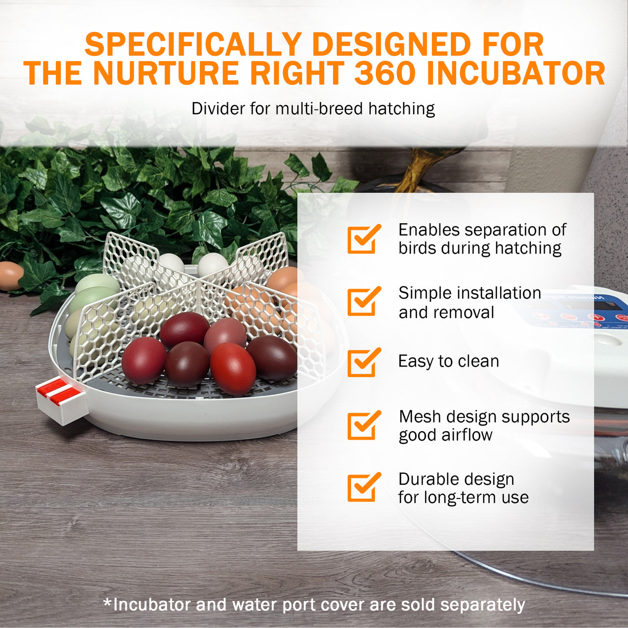 Nurture Right 360 Hatch Divider | Adjustable Incubator Divider for Multi-Species Hatching
