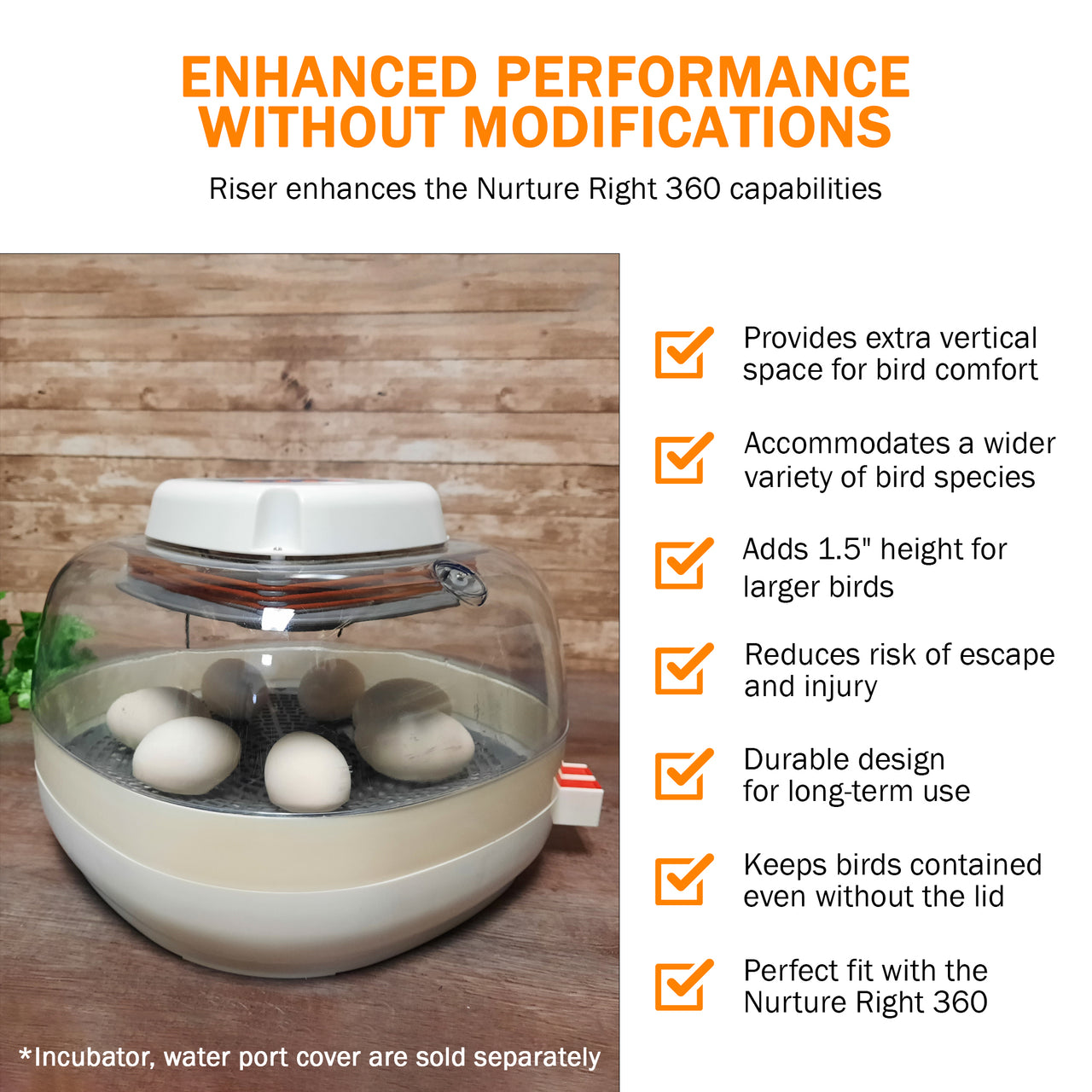 Nurture Right 360 Riser | 1.5" Height Extension for Bird Containment & Larger Eggs