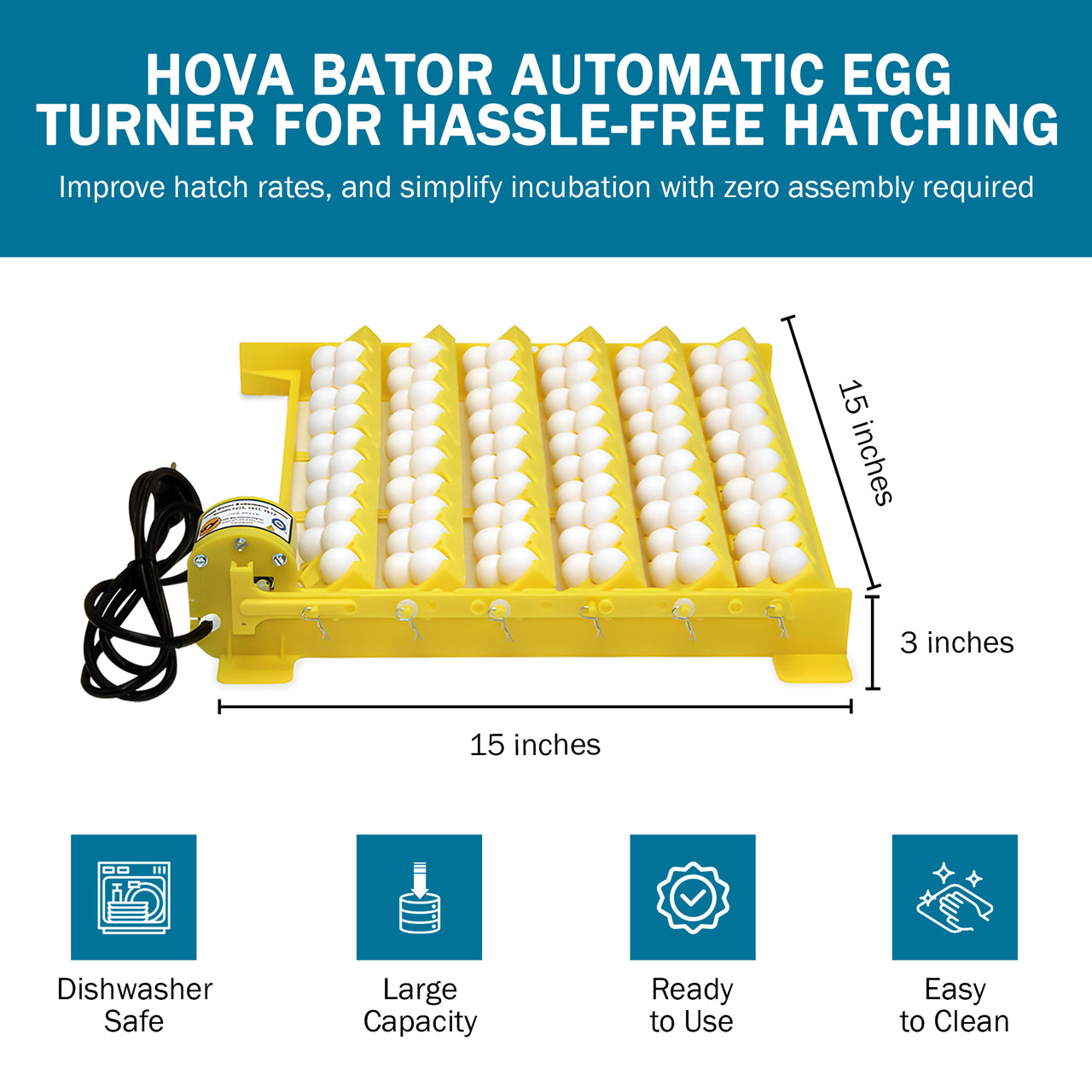 Hova-Bator Automatic Egg Turner with 6 Universal Egg Racks & 6 Quail Egg Racks