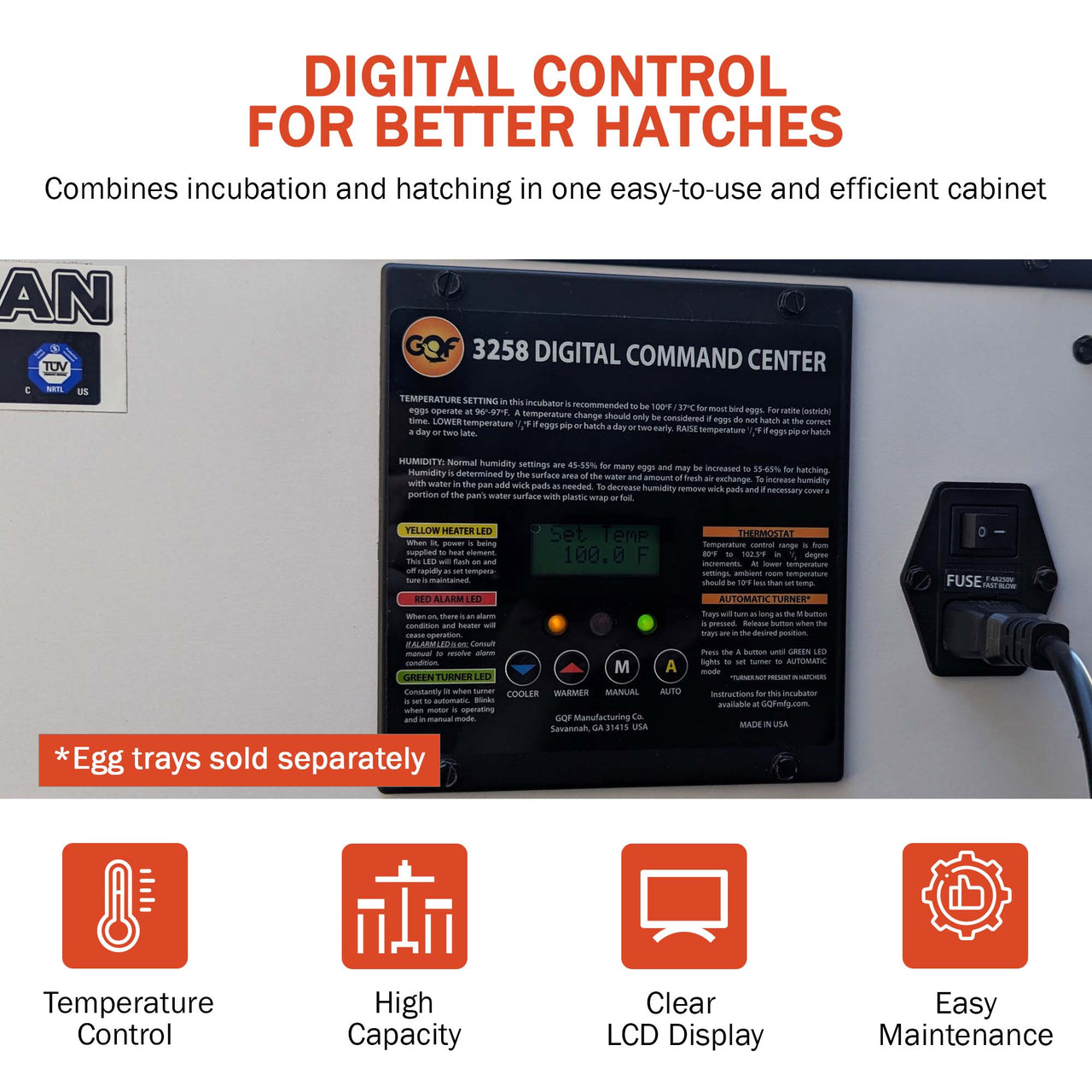 GQF 1502 Digital Sportsman Cabinet Incubator (Egg Incubator & Hatcher Combo)