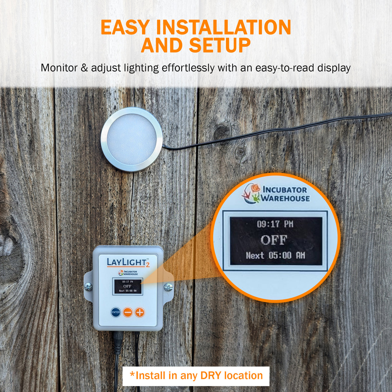 AutoCoop LayLight2 Chicken Coop automatic LED light w/ timer for egg laying hens