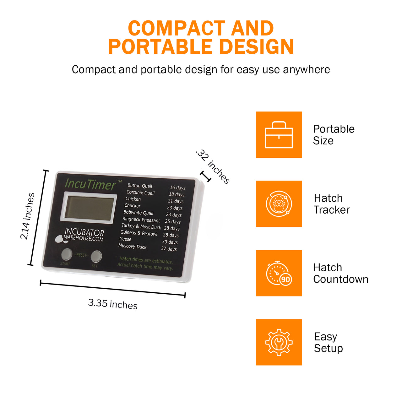 IncuTimer™ Digital Hatch Countdown Timer for Egg Incubator