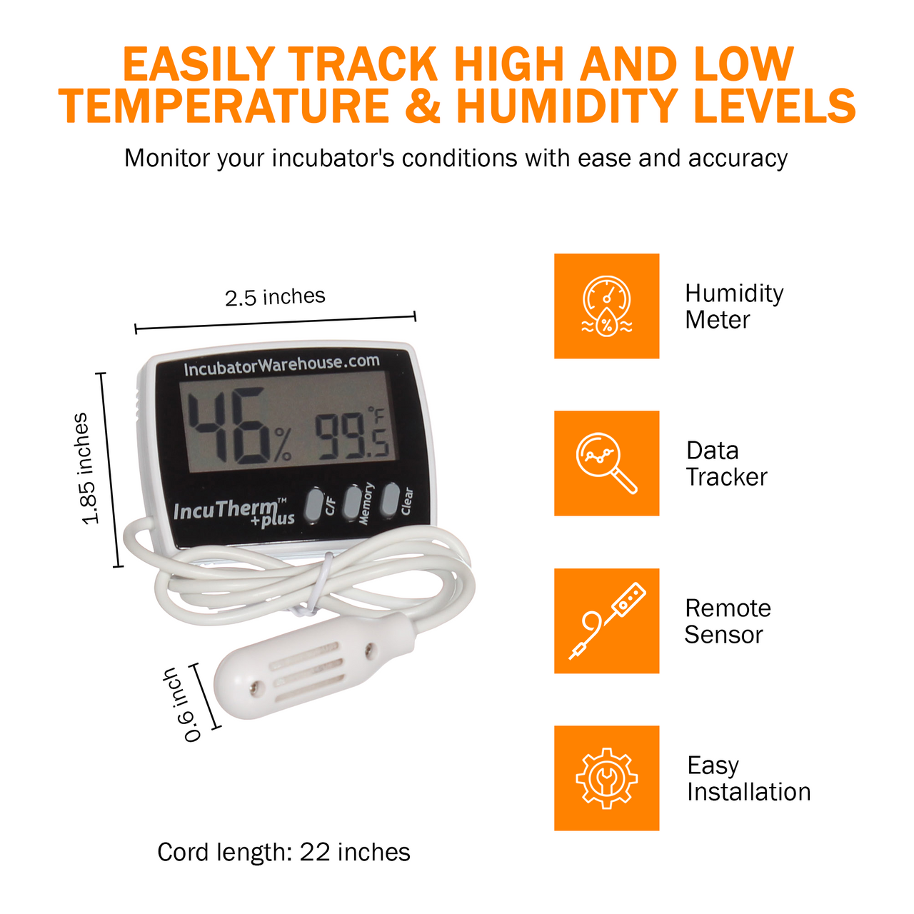 Incutherm™ Plus Hatch Monitor With Digital Thermometer & Hygrometer