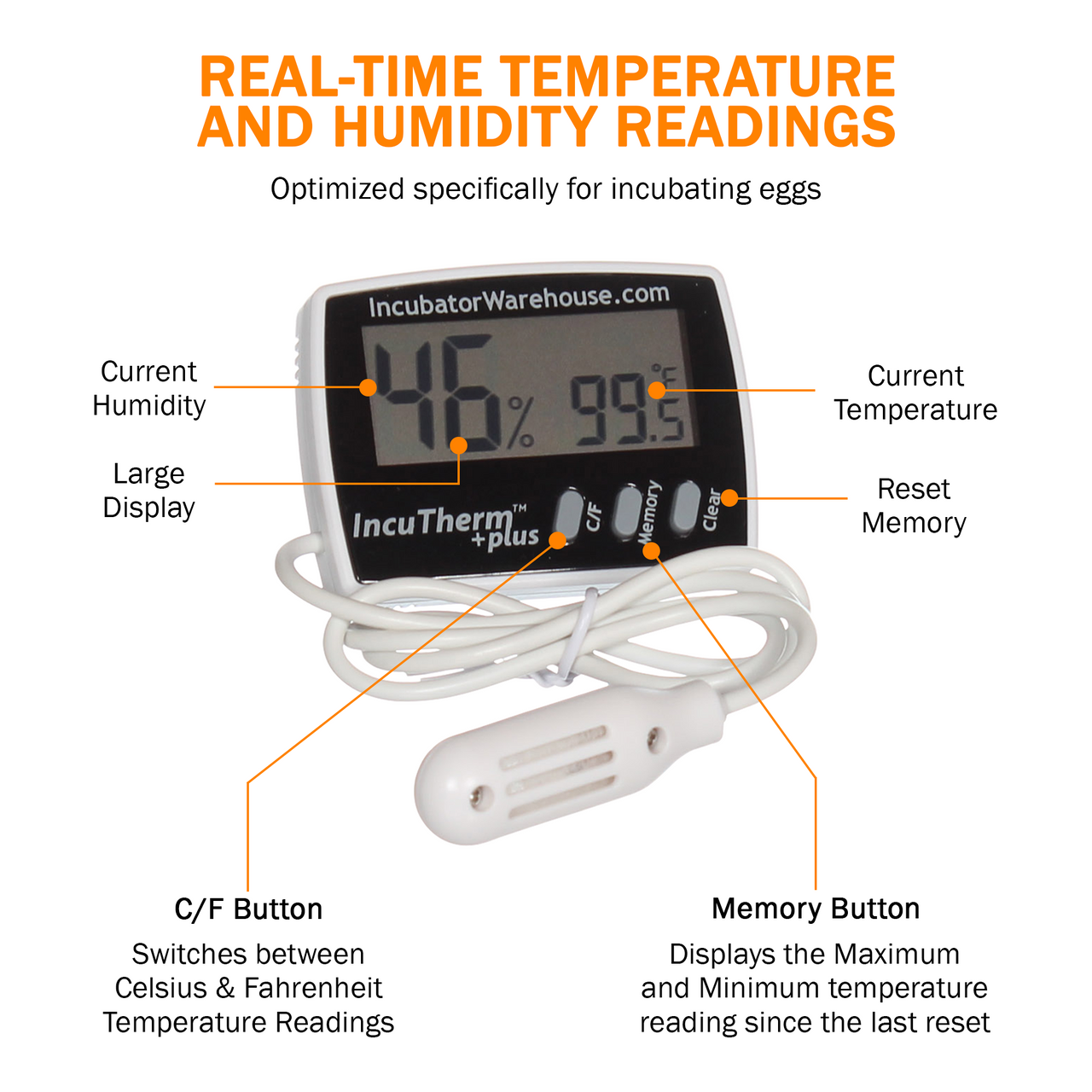 Incutherm™ Plus Hatch Monitor With Digital Thermometer & Hygrometer