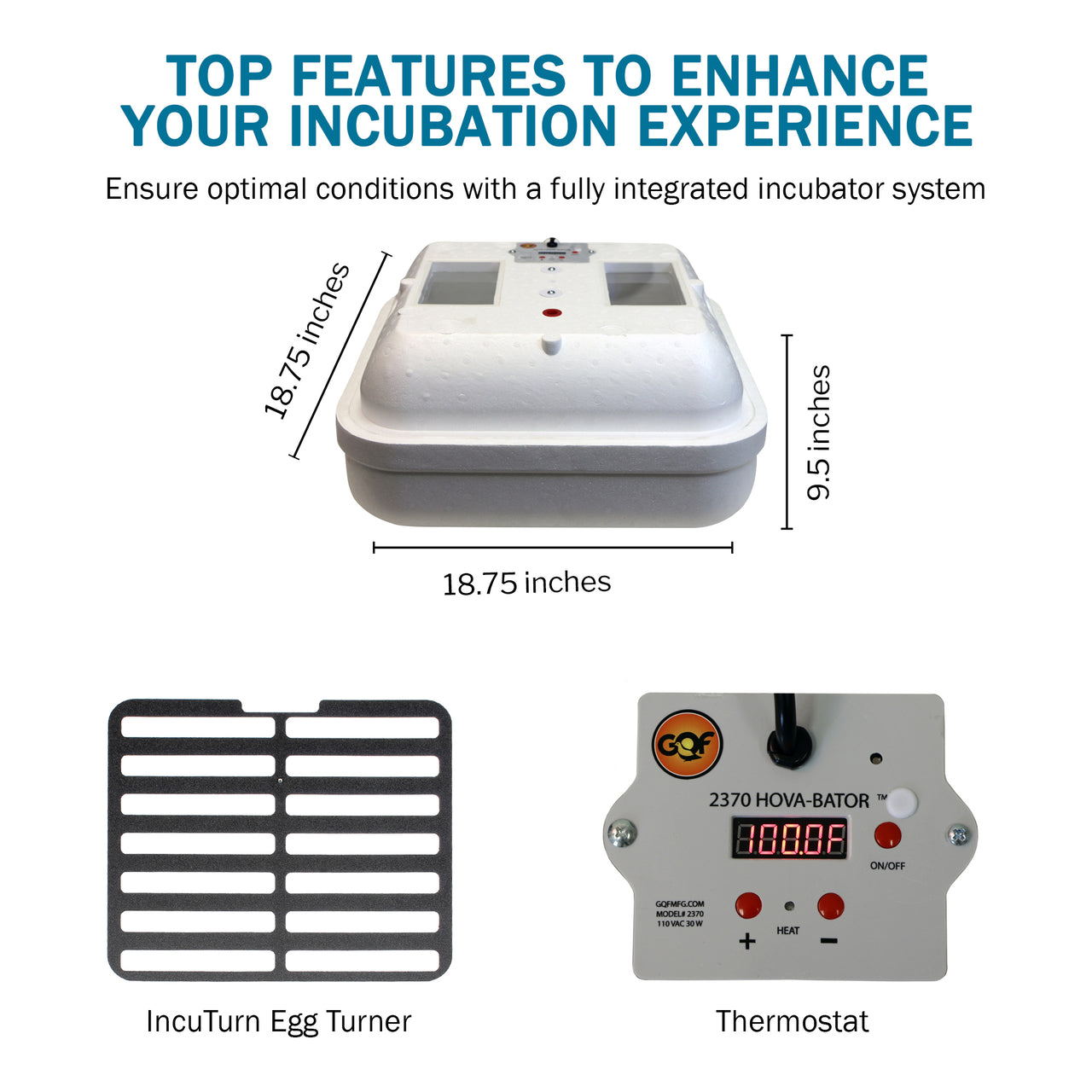 HovaBator 2370 Circulated Air Egg Incubator Deluxe Combo Kit