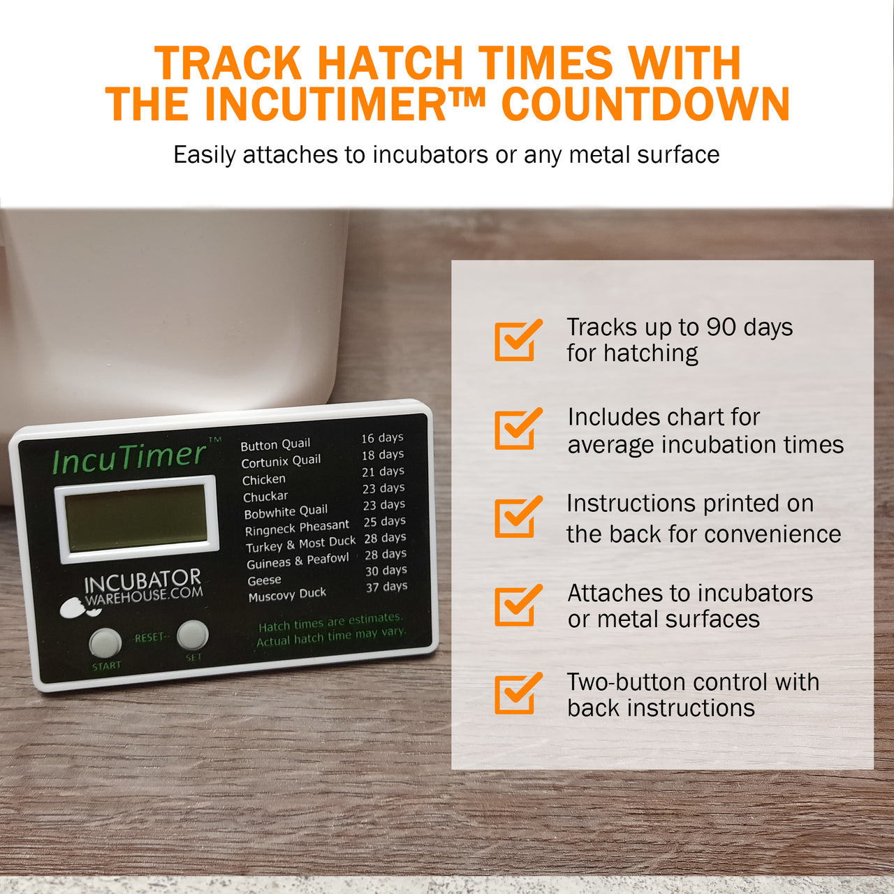 IncuTimer™ Digital Hatch Countdown Timer for Egg Incubator