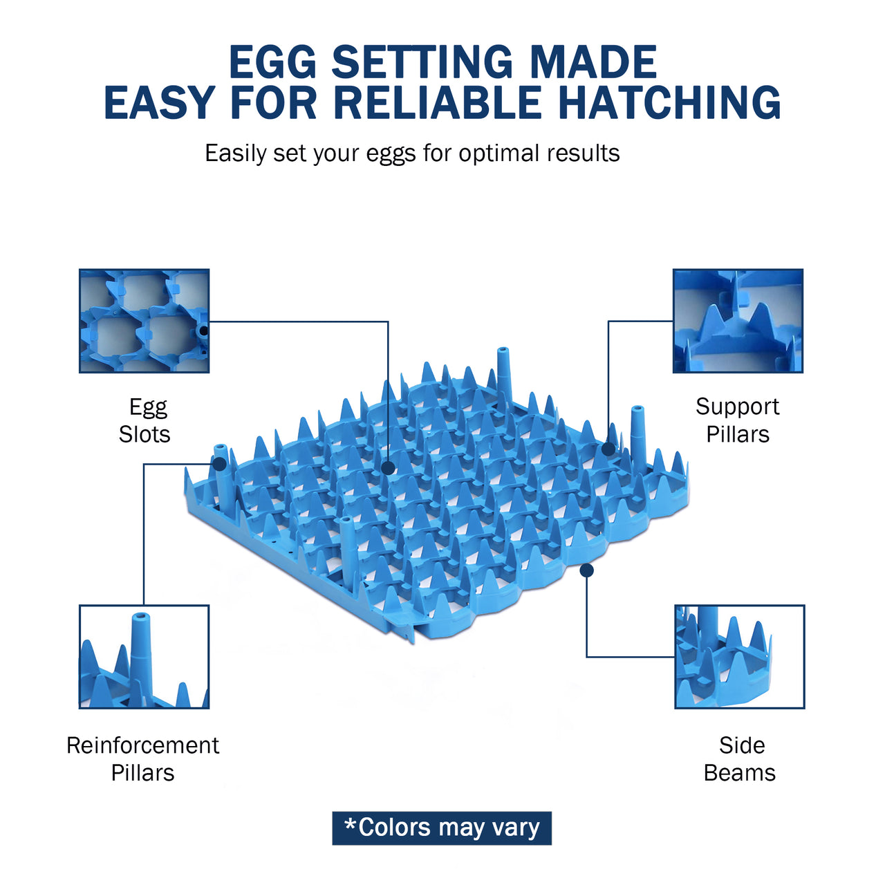 Set of 6 Plastic Chicken Egg Trays for Cabinet Incubator