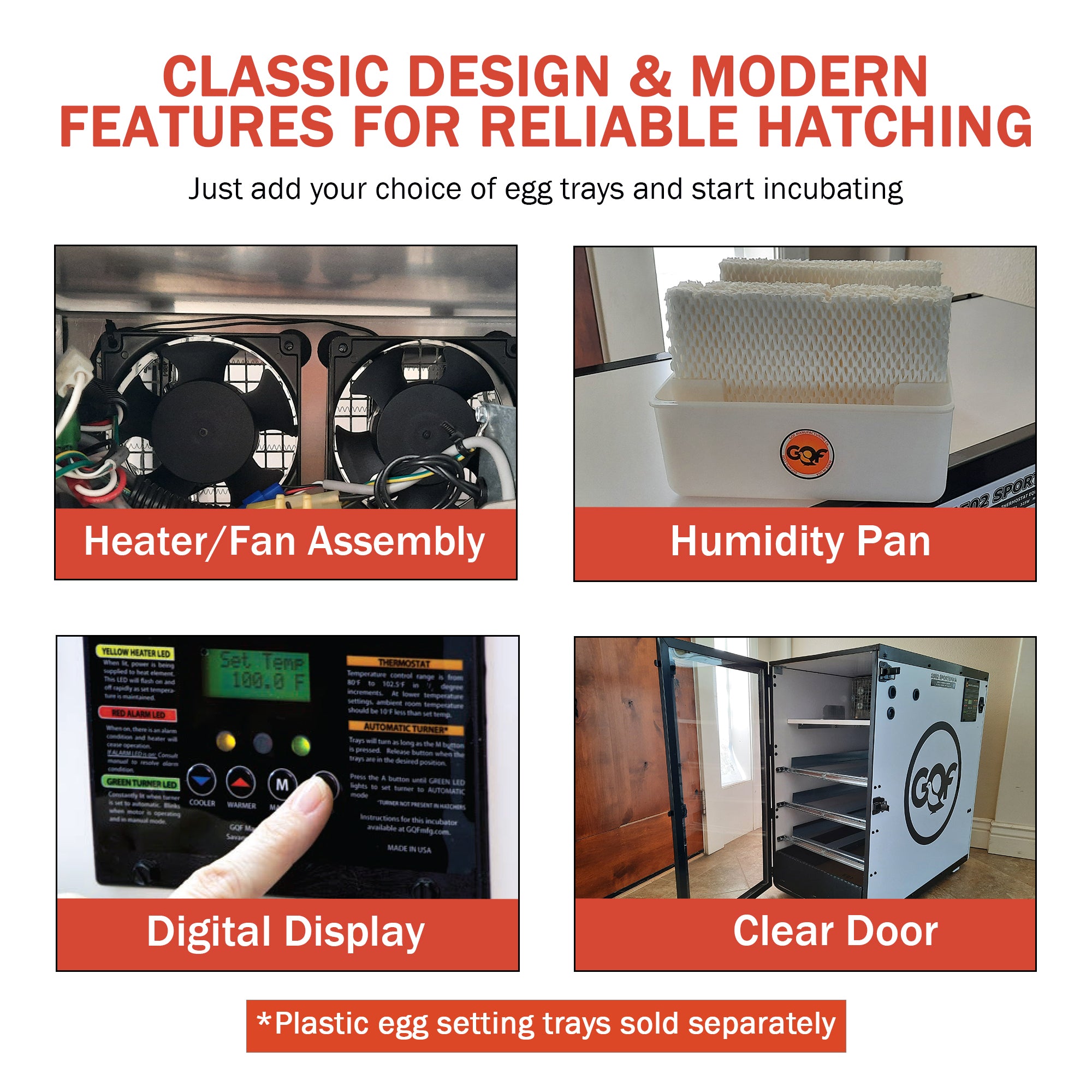 GQF 1502 Digital Sportsman Cabinet Egg Incubator & Hatcher