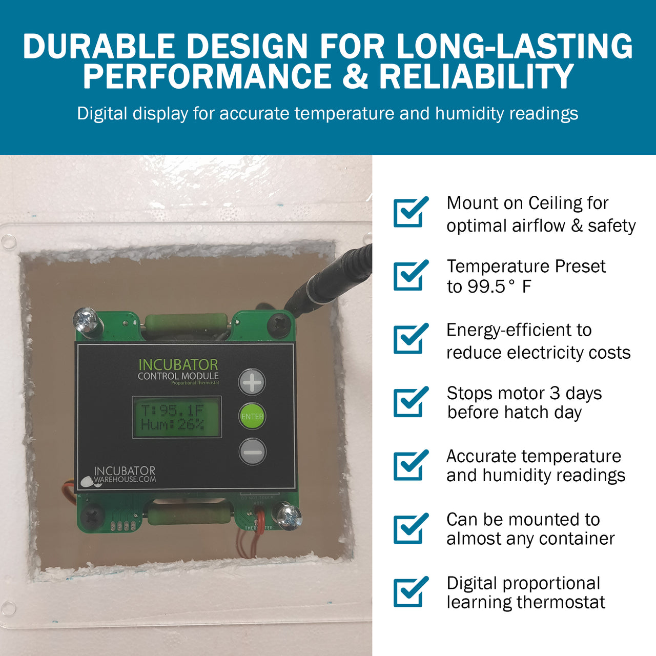 IncuKit™ MINI 2 for Desktop Incubators | Thermostat, Fan & Heater