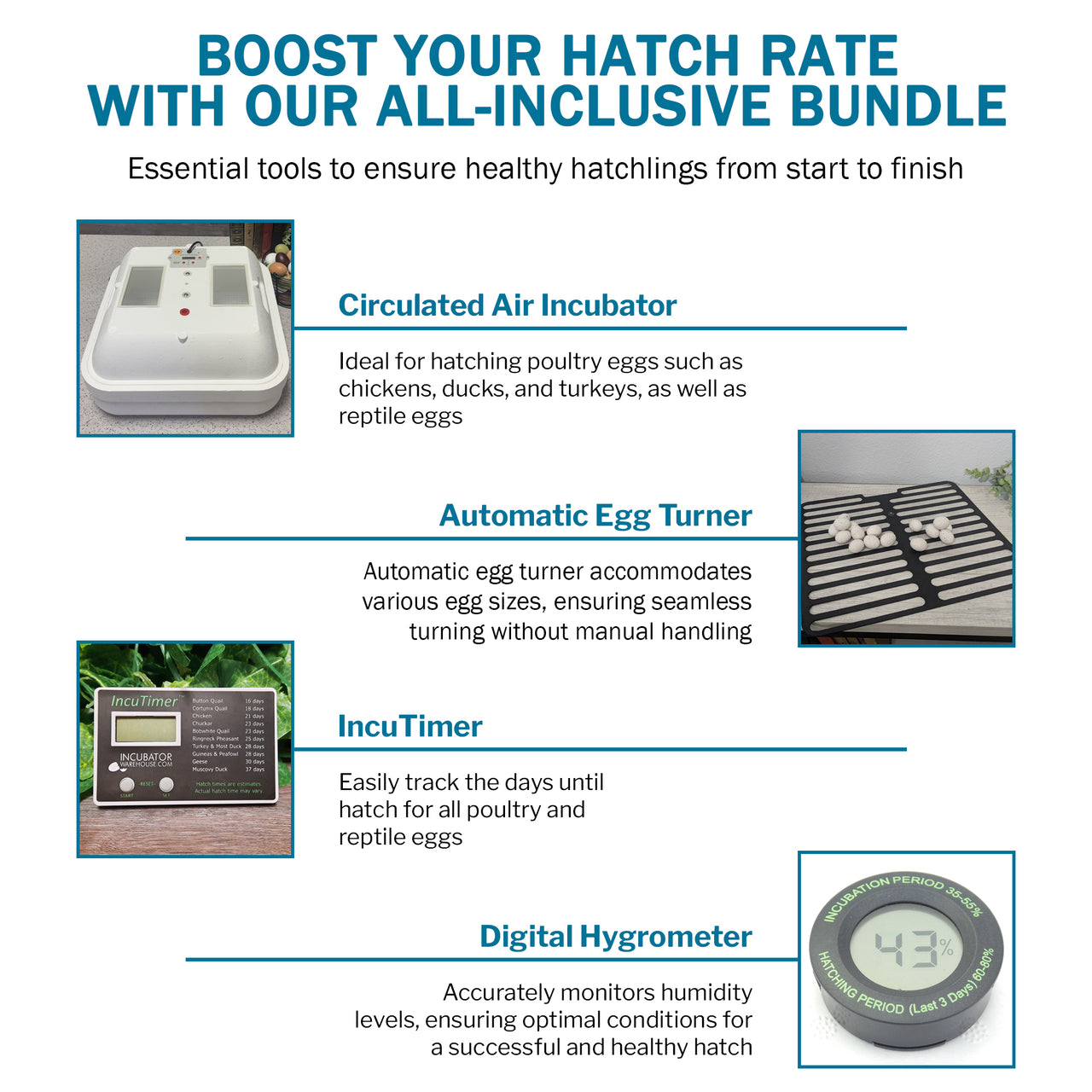 HovaBator 2370 Circulated Air Egg Incubator Deluxe Combo Kit