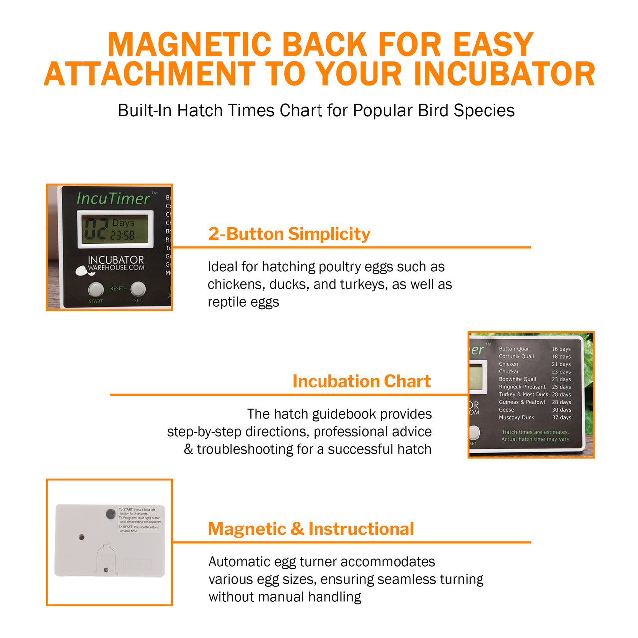 IncuTimer™ Digital Hatch Countdown Timer for Egg Incubator