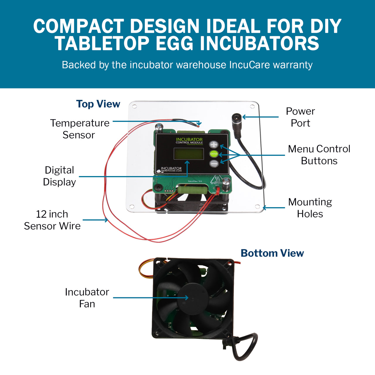 IncuKit™ MINI 2 for Desktop Incubators | Thermostat, Fan & Heater